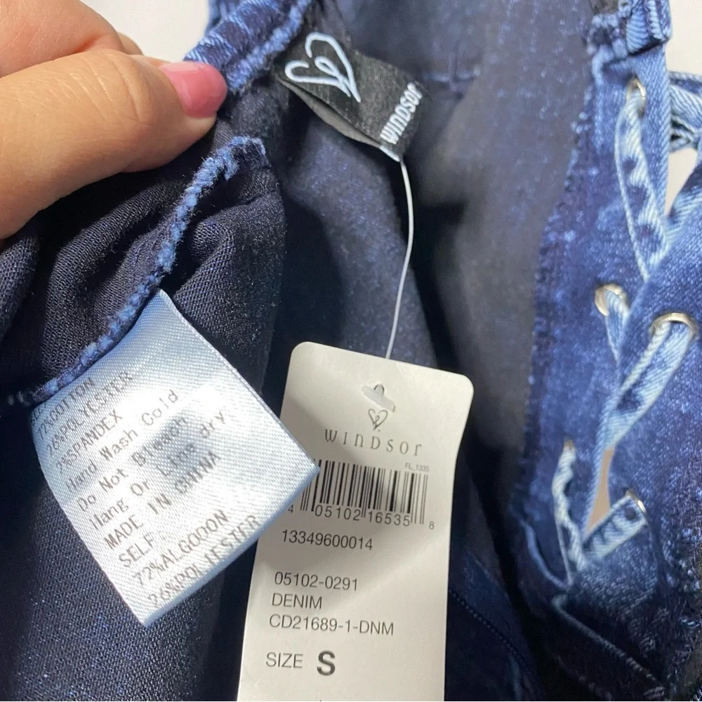 Windsor Denim Lace-Up Mini Dress • S - Picture 8 of 8